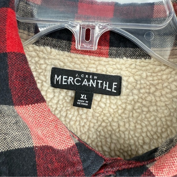J Crew Flannel Shirt Jacket Mens Size XL Sherpa Lined Plaid Mercantile Heavy - Picture 6 of 9